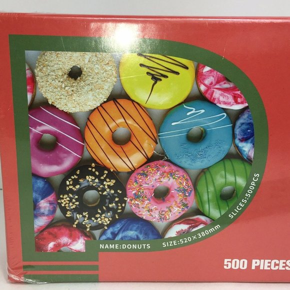 Fishwisdom Jigsaw Puzzle Donut Doughnut 500 Piece 20" X 15" Dessert Snacks New - Picture 12 of 12